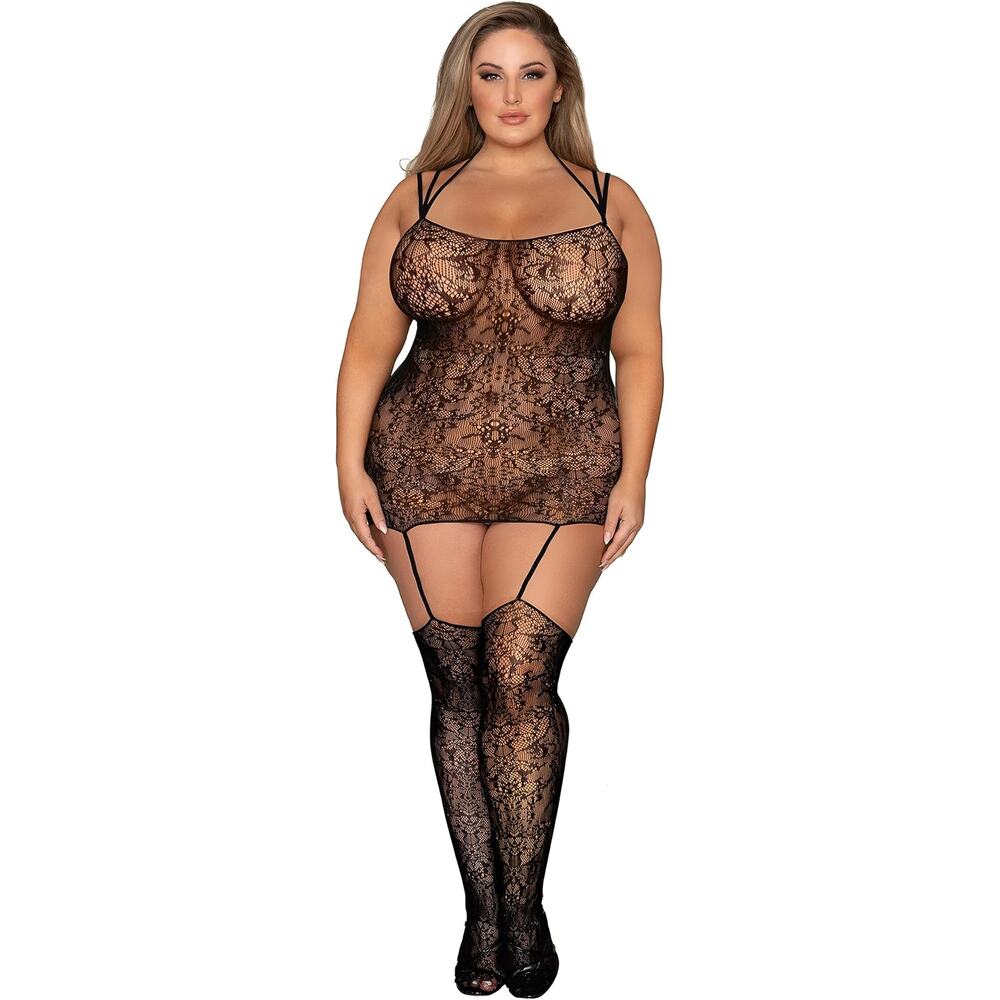 NWT Dreamgirl Garter Dress With Criss-cross Detail Lingerie Black Queen